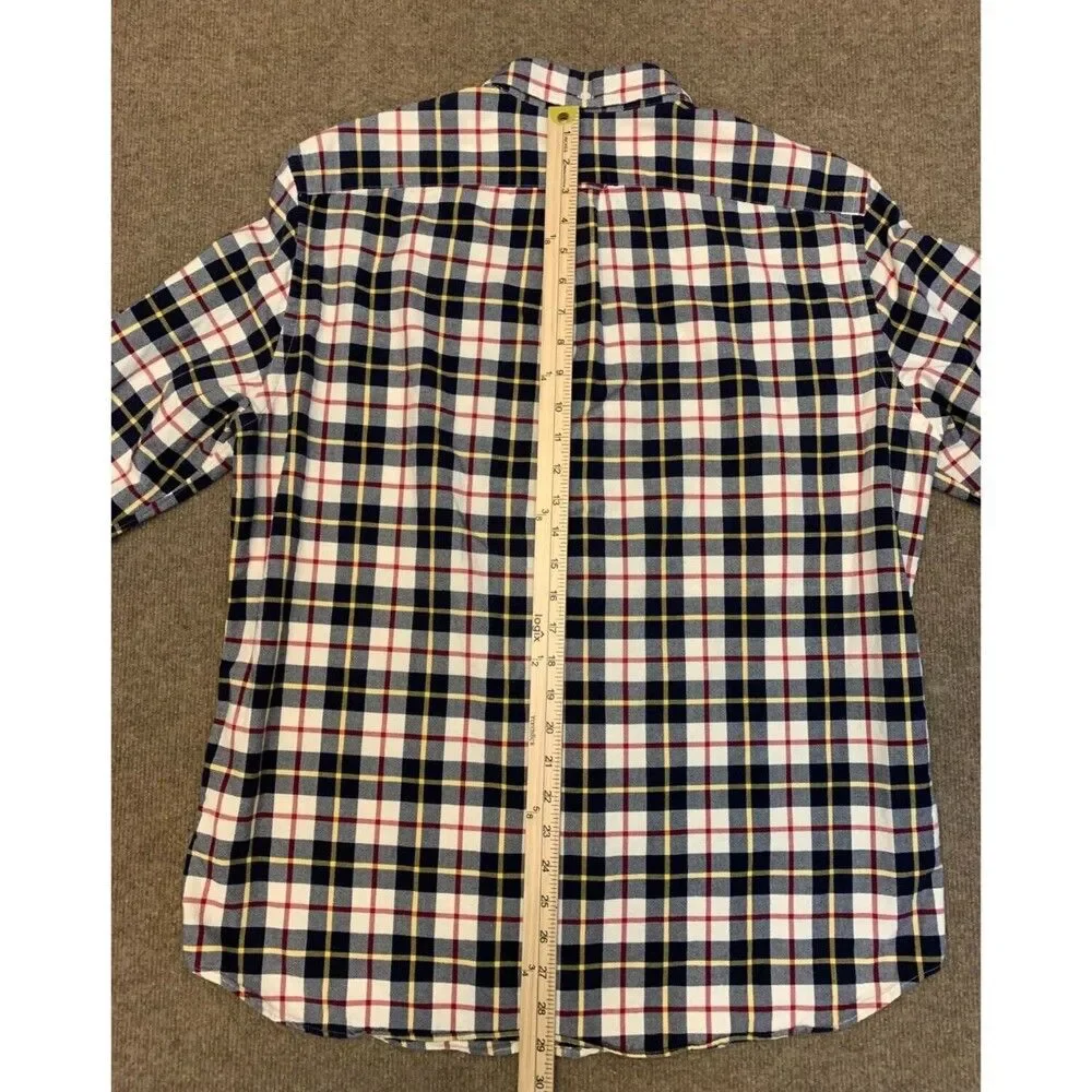 J Crew Oxford Plaid Shirt Mens XL Slim Fit OCBD Long Sleeve Button Down